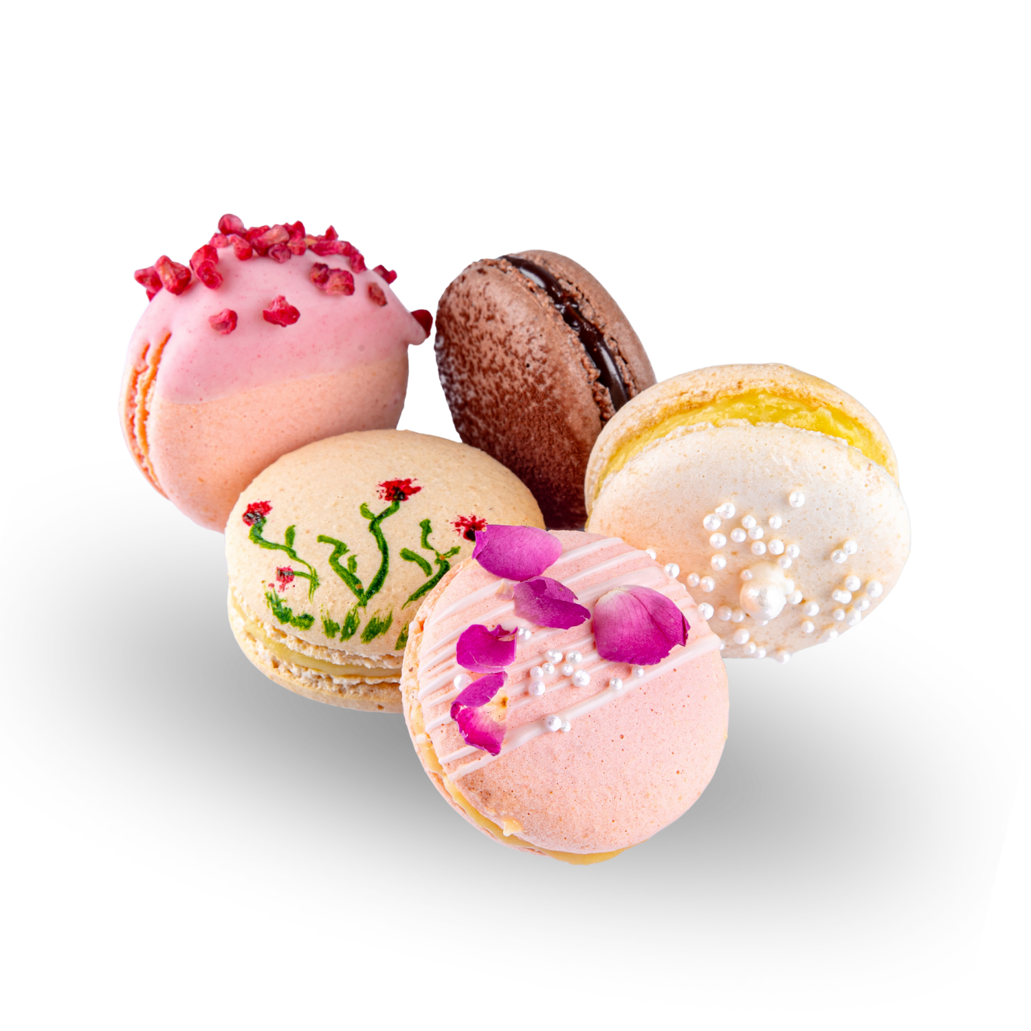 Mix Macarons Artizanal Délice d’Ange cu Fistic, Fructe și Ciocolată