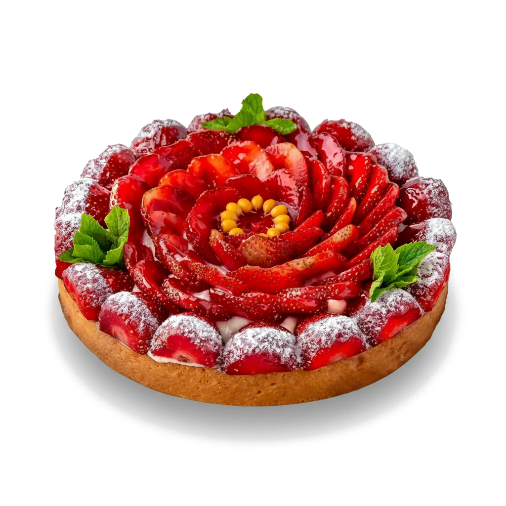 Tarteletă Gourmet cu Cremă de Migdale și Căpșuni Proaspete 
