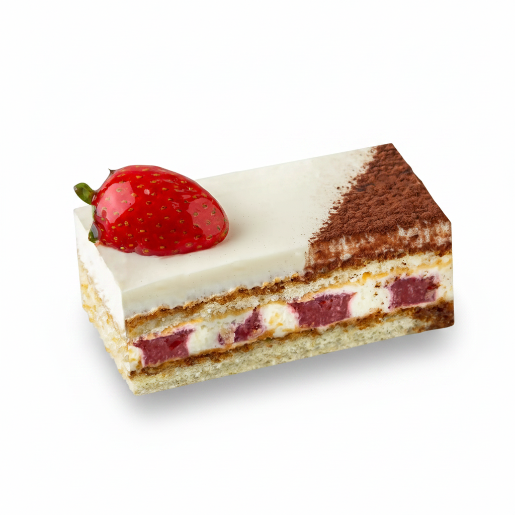 Prăjitură Entremet Café-Fraises cu Mascarpone și Confit de Căpșuni