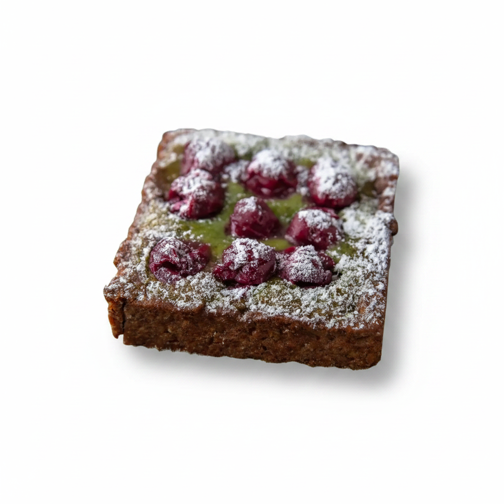 Tarteletă Fine-Bouche cu Fistic, Vișine și Cremă de Migdale