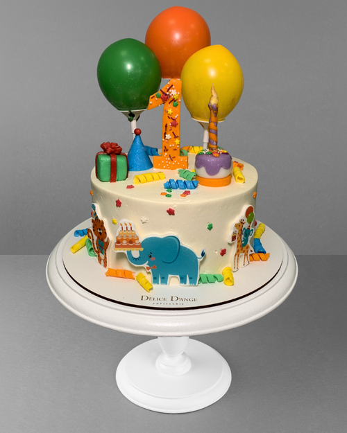 CB005 Cake with little animals and balloons