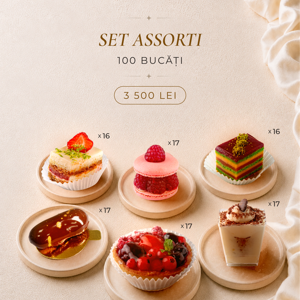 Platou Mini-Patiserie Artizanală Délice d’Ange, Selecție Premium 100 buc.