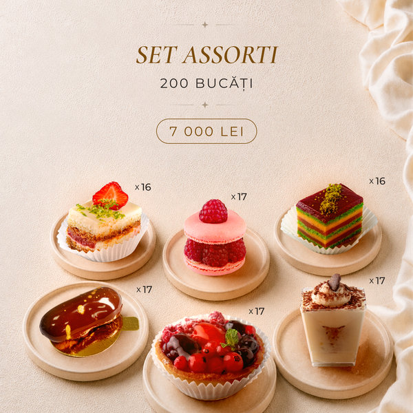 Platou Patiserie Artizanală Mini 3, Selecție Premium Evenimente, 100 buc.