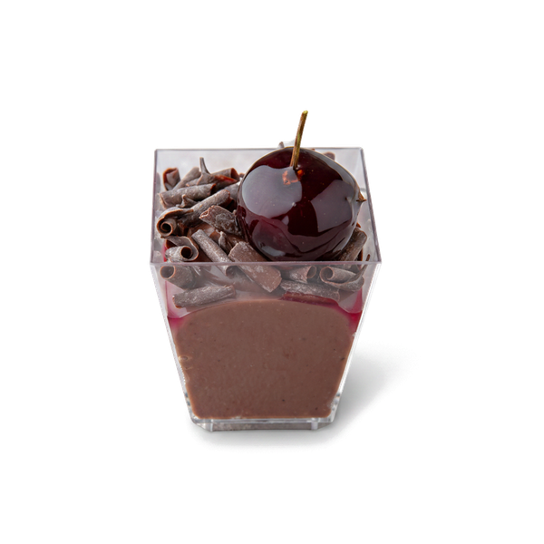 Verrine Fin cu Mousse de Ciocolată Neagră și Vișine Confiate